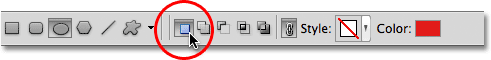 The Create New Shape Layer option in the Options Bar in Photoshop. Image © 2011 Photoshop Essentials.com