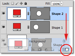 Dragging the Shape layer down on to the Trash Bin in the Layers panel. Image © 2011 Photoshop Essentials.com