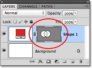 Both shapes are now part of a single vector mask. Image © 2011 Photoshop Essentials.com