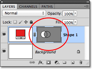 Both shapes are added to the same vector mask. Image © 2011 Photoshop Essentials.com