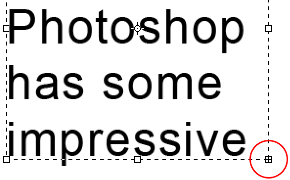 The overflow symbol in the text box in Photoshop. Image © 2011 Photoshop Essentials.com