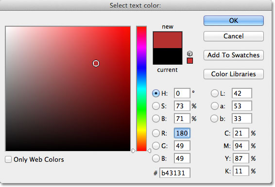 The Color Picker in Photoshop. Image © 2011 Photoshop Essentials.com