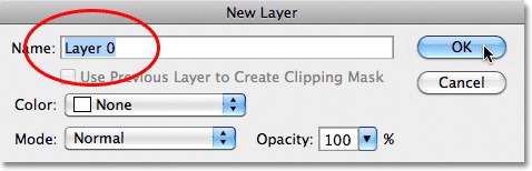 The New Layer dialog box in Photoshop. Image © 2011 Photoshop Essentials.com