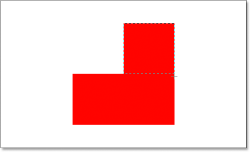Selecting the square section in the top right of the shape