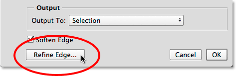 Clicking the Refine Edge button in the Focus Area dialog box. 
