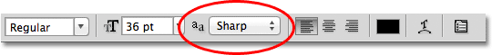 The anti-aliasing option in the Options Bar in Photoshop. Image © 2011 Photoshop Essentials.com