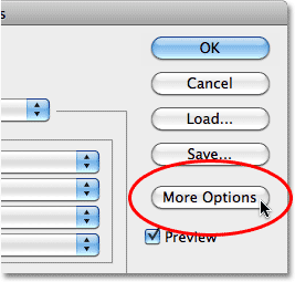 The More Options button in the Color Settings dialog box in Photoshop. Image © 2010 Photoshop Essentials.com.