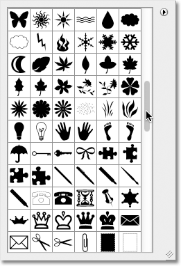 Scrolling through the list of custom shapes in the Shape Picker in Photoshop. Image © 2011 Photoshop Essentials.com