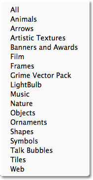 The list of additional shape sets that are included with Photoshop. Image © 2011 Photoshop Essentials.com