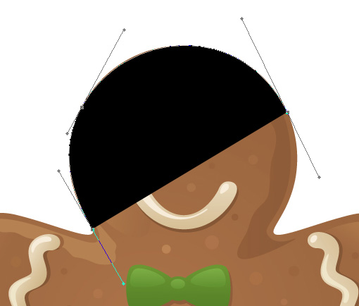 Adobe Photoshop tutorial image: Beginning to draw a path around the gingerbread man with the Pen Tool.