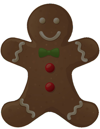 Adobe Photoshop tutorial image: The gingerbread man has now been completely traced with the Pen Tool.