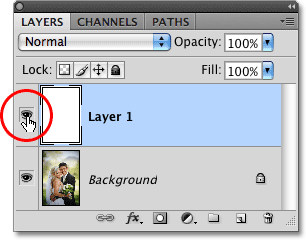 The Layer Visibility icon in Photoshop. Image © 2009 Photoshop Essentials.com