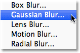 Selecting the Gaussian Blur filter in Photoshop. Image © 2011 Photoshop Essentials.com