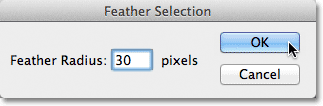 The Feather Selection dialog box in Photoshop. Image © 2011 Photoshop Essentials.com