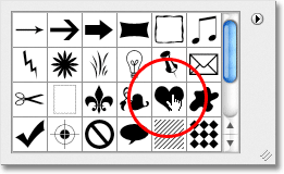 Choosing a custom shape from the Shape Picker in Photoshop. Image © 2011 Photoshop Essentials.com