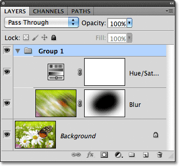 The layer group has been twirled open. Image © 2011 Photoshop Essentials.com