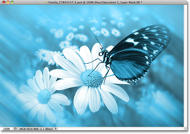 The image after changing the blend mode of the adjustment layer to Color. Image © 2011 Photoshop Essentials.com