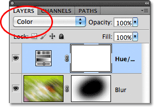 The layer blend mode option in the Layers panel. Image © 2011 Photoshop Essentials.com