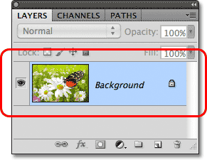 The Layers panel displays layers as rows of information. Image © 2011 Photoshop Essentials.com