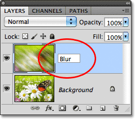 Renaming a layer in Photoshop. Image © 2011 Photoshop Essentials.com