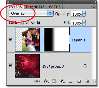 Overlay blend mode and layer mask. Image © 2011 Photoshop Essentials.com