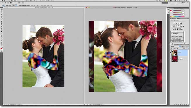 The photo appears centered in the second document. Image © 2011 Photoshop Essentials.com