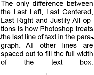 An example of type using the Justify All option in the Paragraph panel in Photoshop. Image © 2011 Photoshop Essentials.com