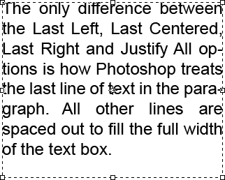 An example of type using the Justify Last Left option in the Paragraph panel in Photoshop. Image © 2011 Photoshop Essentials.com