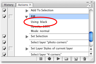 Viewing the new details of the 'Improved Photo Corners' action. Image copyright © 2008 Photoshop Essentials.com