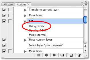 The details of the step have now changed in the Actions palette. Image copyright © 2008 Photoshop Essentials.com