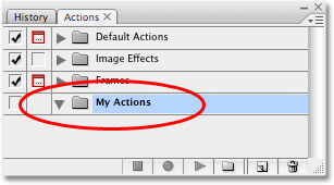 The new action now appears in the Actions palette. Image copyright © 2008 Photoshop Essentials.com