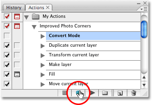 Clicking on the Record icon on the bottom of the actions palette. Image copyright © 2008 Photoshop Essentials.com