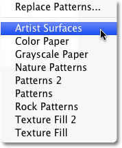 A list of additional pattern sets in Photoshop. Image © 2010 Photoshop Essentials.com