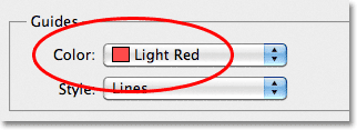 Photoshop Guide color option in the Preferences. Image © 2011 Photoshop Essentials.com