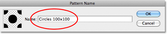 Naming the new pattern in Photoshop. Image © 2011 Photoshop Essentials.com