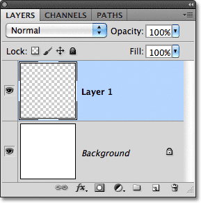 A new layer has been added to the document. Image © 2011 Photoshop Essentials.com