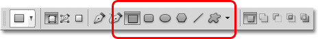 The Shape tool options in the Options Bar. Image © 2011 Photoshop Essentials.com
