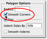The Smooth Corners option in the Polygon Options in Photoshop. Image © 2011 Photoshop Essentials.com