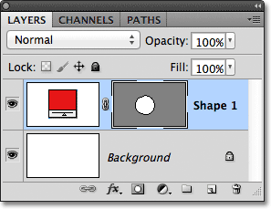 The new shape appears on a Shape layer in the Layers panel. Image © 2011 Photoshop Essentials.com