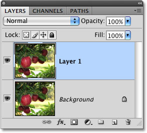 The Layers palette in Photoshop. Image © 2009 Photoshop Essentials.com