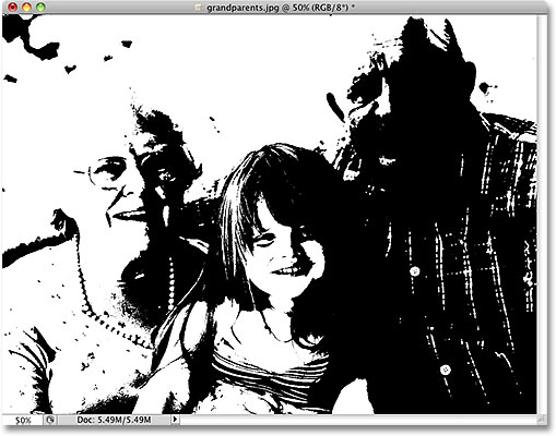 A true black and white image in Photoshop, technically known as a bitmap image. Image licensed from iStockphoto by Photoshop Essentials.com