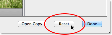 The Reset button in Camera Raw. Image © 2013 Photoshop Essentials.com