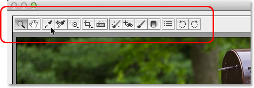 The Toolbar in the Camera Raw dialog box. Image © 2013 Photoshop Essentials.com
