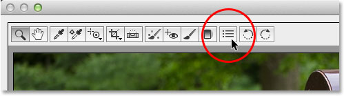 Clicking the Preferences icon. Image © 2013 Photoshop Essentials.com