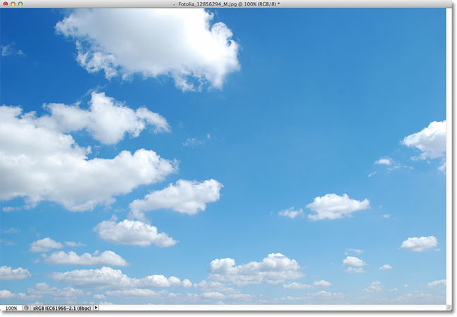 A photo of a blue sky. Image licensed from Fotolia by Photoshop Essentials.com.