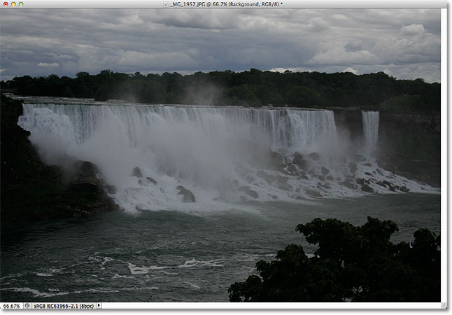 An underexposed photo of Niagara Falls. Image © 2011 Photoshop Essentials.com