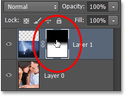 Clicking on the layer mask thumbnail. Image © 2013 Photoshop Essentials.com