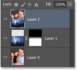 The two layers have been merged onto a new layer. Image © 2013 Photoshop Essentials.com
