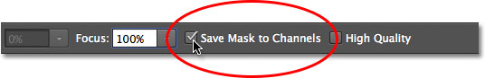 The Save Mask to Channels Option for the Iris Blur filter in the Blur Gallery. Image © 2012 Photoshop Essentials.com