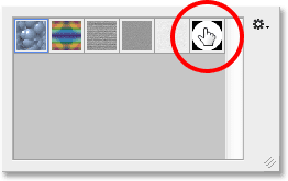 Selecting the circle pattern in the Pattern picker. Image © 2014 Photoshop Essentials.com.